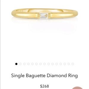 Single Baguette Diamond 14k Yellow Gold Ring